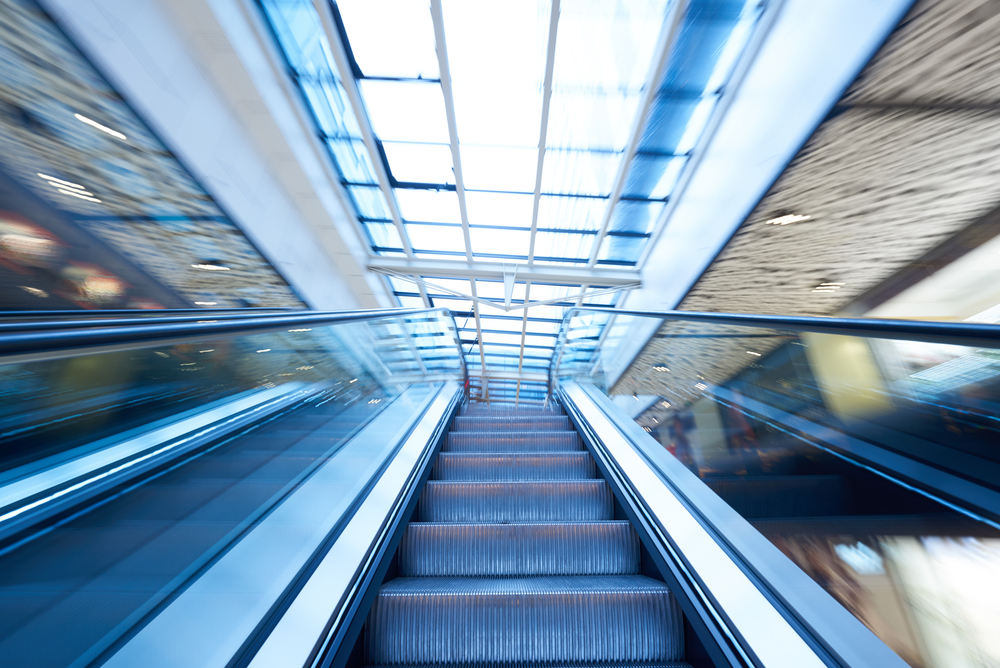 Shopping Mall Center Escalators Zoom Blur Movement